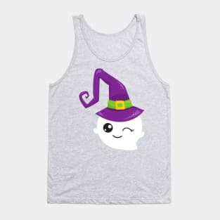 Halloween, Ghost, Witch Hat, Trick Or Treat, Boo Tank Top